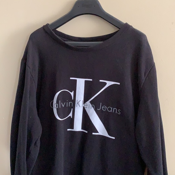 Calvin Klein Black Crewneck Logo Sweatshirt - Picture 1 of 4